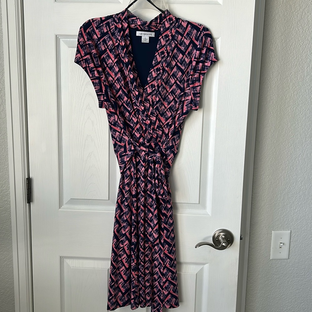 Liz Claiborne classic pink and navy dress size large